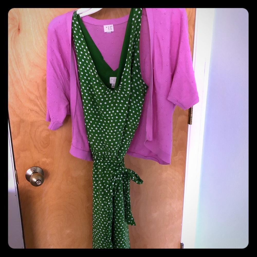 BUY GREEN DRESS & PINK CARDIGAN FOR $10!!!
